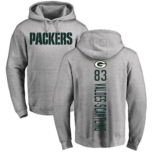 Men Green Bay Packers Ash #83 Valdes-Scantling Marquez Backer Nike NFL Pullover Hoodie Sweatshirts